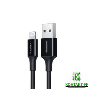 Кабель заряджання та синхронізації Ugreen USB-A to Lightning 2.4А (Apple MFI) Чорний