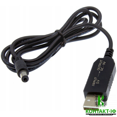 Кабель для роутера/термінала USB 5V to DC 9V (5.5x2.5/2.1mm) 1m Black
