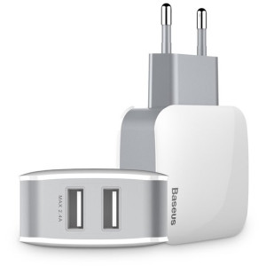 Зарядний пристрій Baseus USB Wall Charger 2xUSB Letour 2.4A White/Gray