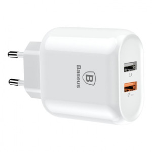 Зарядний пристрій Baseus Bojure Series Dual-USB QC 3.0 for EU 18W White