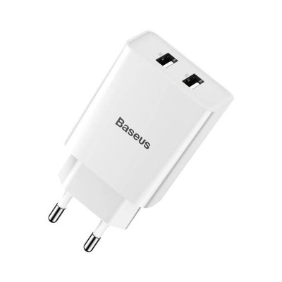 Зарядний пристрій Baseus Speed Mini Dual U Charger 10.5W 2xUSB White (EU) (CCFS-R02)