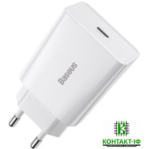 Зарядний пристрій Baseus USB-C Speed Mini Quick Charger 1С PD+QC3.0 20W White (CCFS-SN02)