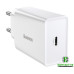 Зарядний пристрій Baseus USB-C Speed Mini Quick Charger 1С PD+QC3.0 20W White (CCFS-SN02)