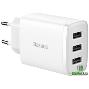 Зарядний пристрій Baseus USB Compact Charger 3U 17W EU White (CCXJ020102)