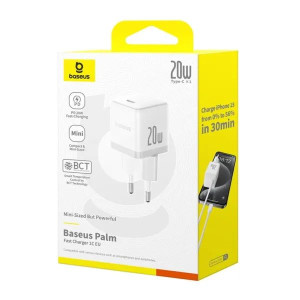 Блок живлення, зарядка Baseus Palm Fast Charger 1C 20W EU Moon White