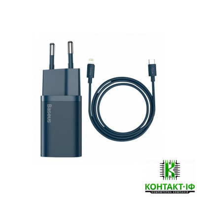 Зарядний пристрій Baseus Super Si Quick Charger 20W Sets Blue + Type-C to Lightning (TZCCSUP-B03)