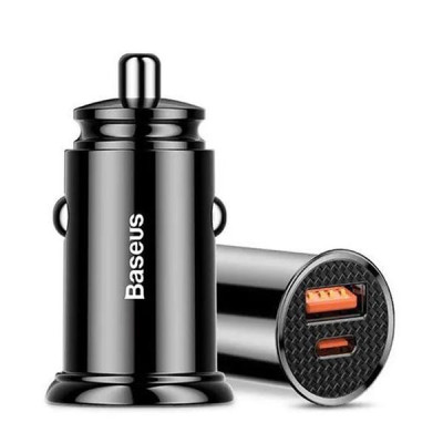 Зарядний пристрій Baseus Circular Plastic USB 3.0 + USB-C 30W Dual QC4.0 PD3.0 Black (CCALL-YD01)