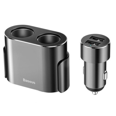 Зарядний пристрій Baseus High Efficiency One to Two Cigarette Lighter Black (CRDYQ-01)