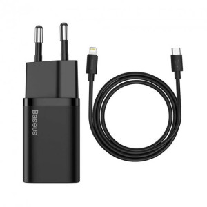Зарядний пристрій Baseus Super Si Quick Charger 20W Sets Black + Type-C to Lightning (TZCCSUP-B01)