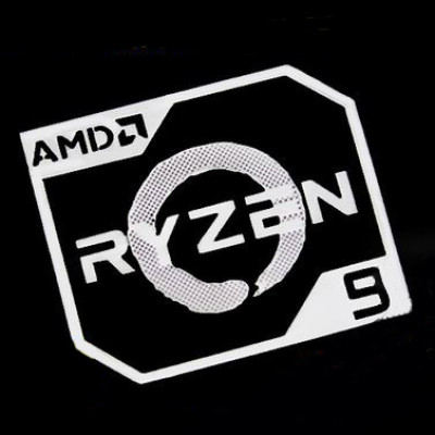 Наклейка AMD Ryzen 9 Silver Chrome (metal)