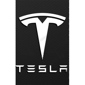 Наклейка TESLA chrome, metal 3,9x4,4cm