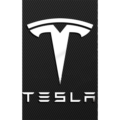 Наклейка TESLA chrome, metal 3,9x4,4cm