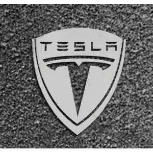 Наклейка TESLA logo chrome, metal 5x4,2cm