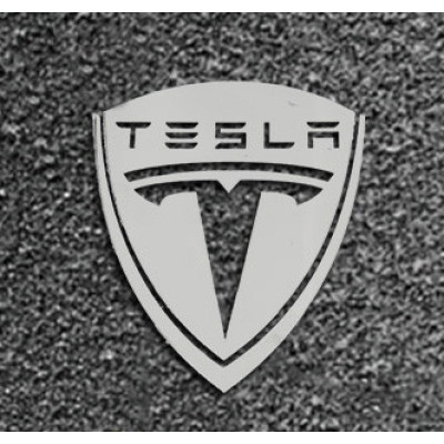 Наклейка TESLA logo chrome, metal 5x4,2cm