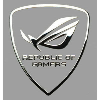 Наклейка Asus Republic of Gamers ROG Silver Chrome Sticker Metal 39x34mm