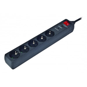 Мережевий фільтр Gembird SPG5-C-15 5роз. 4,5м black
